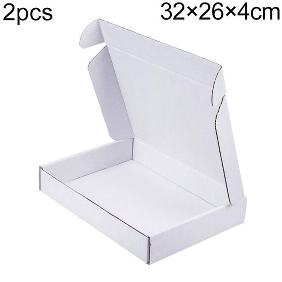 Scatola di imballaggio per abbigliamento da 2 pezzi, colore: bianco, dimensioni: 32x26x4 cm
