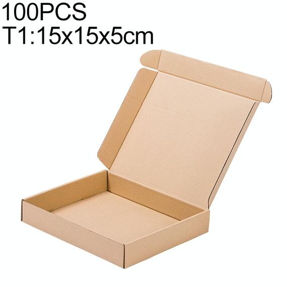 Scatola di imballaggio per scatola di spedizione in carta kraft da 100 pezzi, dimensioni: T1, 15x15x5 cm
