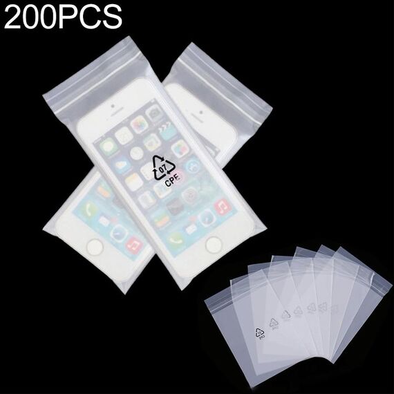 200 PCS Sacchetto autoadesivo CPE traslucido smerigliato Sacchetto di imballaggio con chiusura lampo, dimensioni: 7x12 + 2 cm
