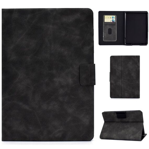 Per Kindle Paperwhite 4/3/2/1 Custodia in pelle con struttura in pelle bovina a ribaltamento orizzontale con supporto e slot per schede e funzione di sospensione / sveglia (grigio)