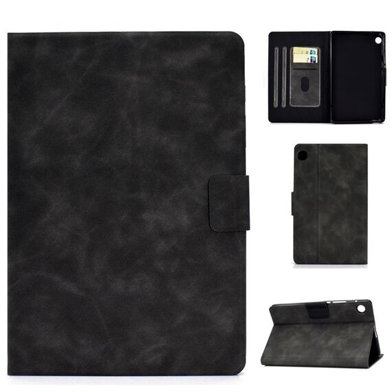 Per Huawei MatePad T8 Custodia in pelle a vibrazione orizzontale con struttura in pelle bovina con supporto, slot per schede e funzione di sospensione / sveglia (grigio)