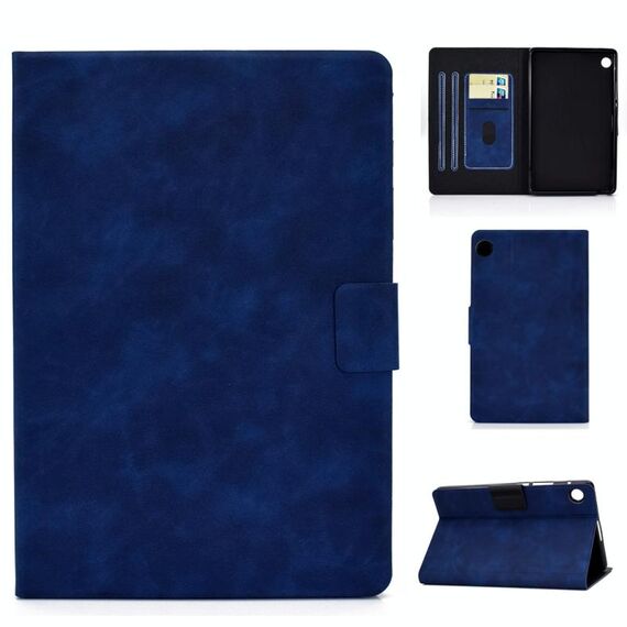 Per Huawei MatePad T8 Custodia in pelle a vibrazione orizzontale con struttura in pelle bovina con supporto, slot per schede e funzione di sospensione / sveglia (blu)