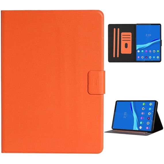 Per Lenovo Tab M10 Plus Custodia in pelle con apertura orizzontale in tinta unita con slot per schede e supporto e funzione di sospensione / sveglia (arancione)