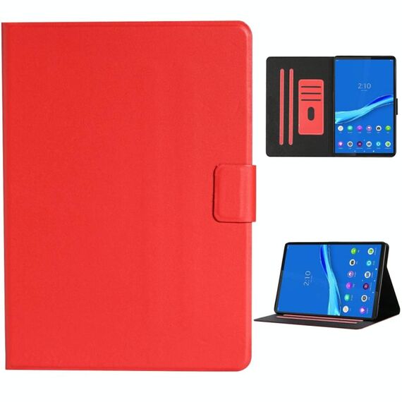 Per Lenovo Tab M10 Plus Custodia in pelle a ribaltamento orizzontale in tinta unita con slot per schede e supporto e funzione di sospensione / sveglia (rosso)