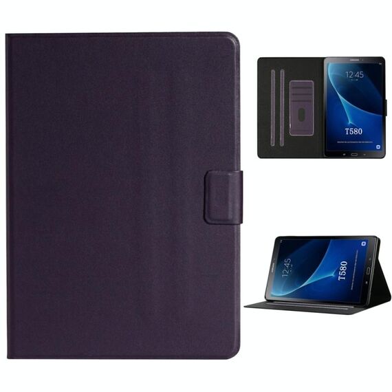 Per Samsung Galaxy Tab A 10.1 T580 / T585 (2016) Custodia in pelle a vibrazione orizzontale tinta unita con slot per schede e supporto e funzione di sospensione / sveglia (viola)