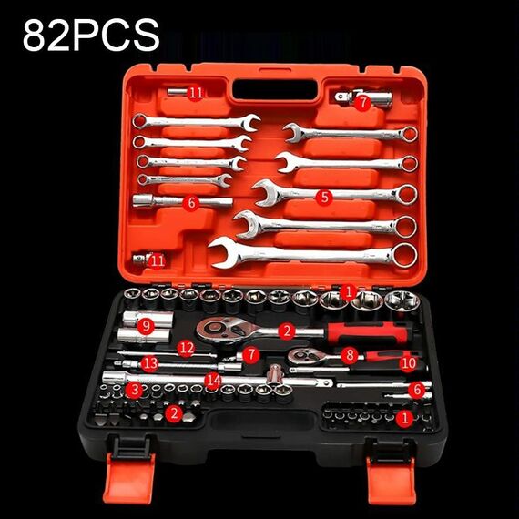 Set di chiavi a cricchetto per cassetta degli attrezzi multifunzione per riparazioni auto 82 in 1