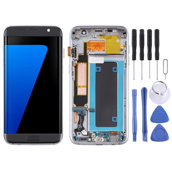 Schermo LCD OLED per Samsung Galaxy S7 Edge / SM-G935F Digitizer Assemblaggio completo con cornice (nero)