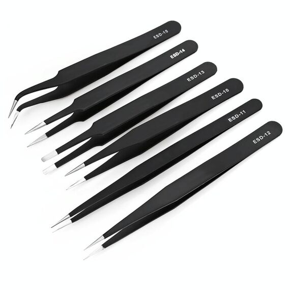 Set di pinzette antistatiche in acciaio inossidabile 6 in 1