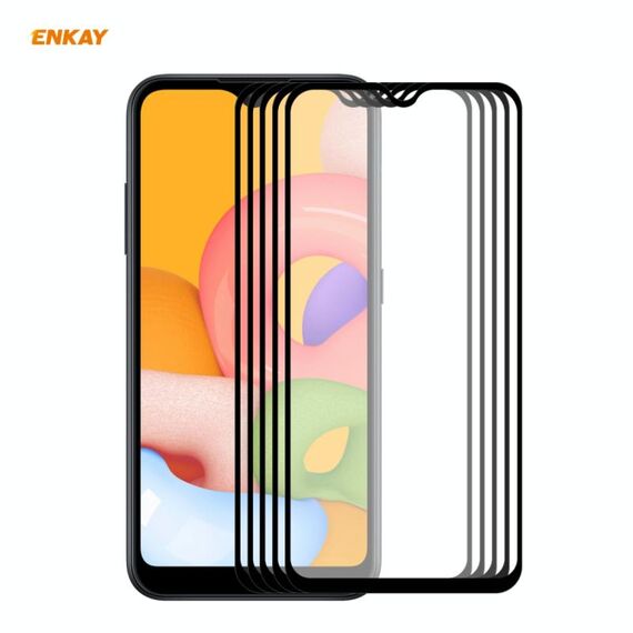 Per Samsung Galaxy A01 5 PCS ENKAY Hat-Prince Full Glue 0.26mm 9H 2.5D Pellicola a copertura totale in vetro temperato