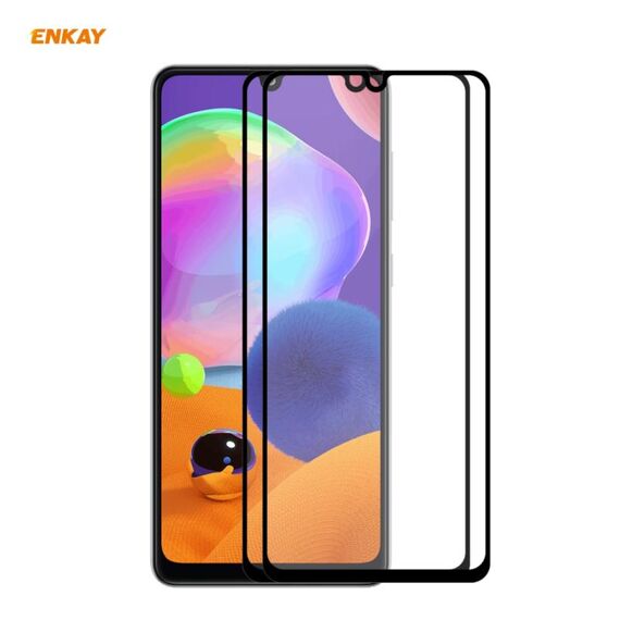 Per Samsung Galaxy A31 2 PCS ENKAY Hat-Prince Full Glue 0.26mm 9H 2.5D Pellicola a copertura totale in vetro temperato