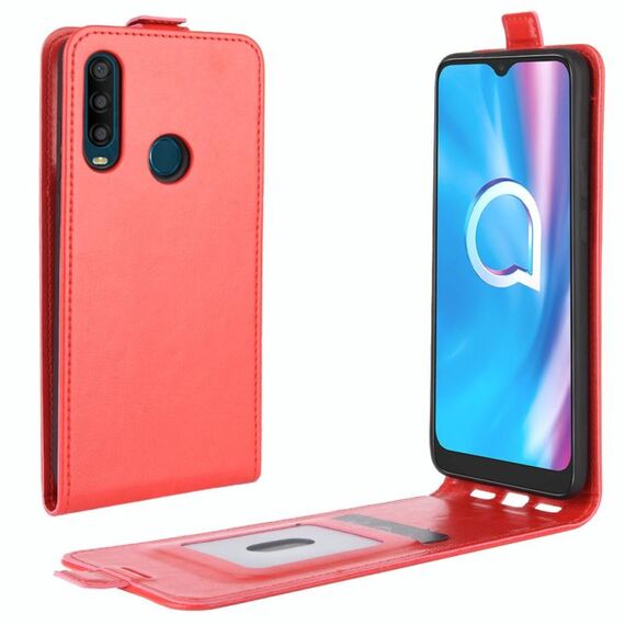Per Alcatel 1SE 2020 R64 Custodia protettiva in pelle con vibrazione verticale singola trama con slot per schede e cornice per foto (rosso)