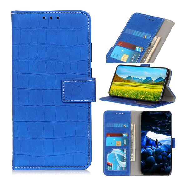 Per Alcatel 1SE 2020 Custodia in pelle a vibrazione orizzontale con struttura in coccodrillo con supporto, slot per schede e portafoglio (blu)