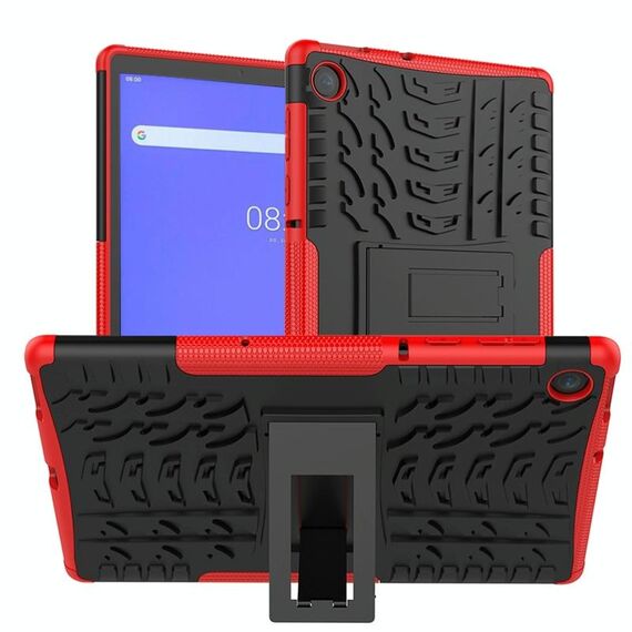 Per Lenovo Tab M10 Plus TB-X606F Custodia protettiva antiurto per pneumatici TPU + PC con supporto (rosso)