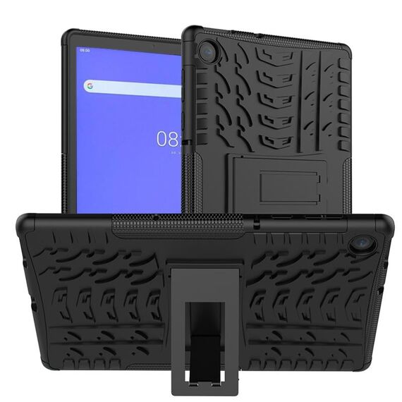 Per Lenovo Tab M10 Plus TB-X606F Custodia protettiva antiurto per pneumatici TPU + PC con supporto (nero)