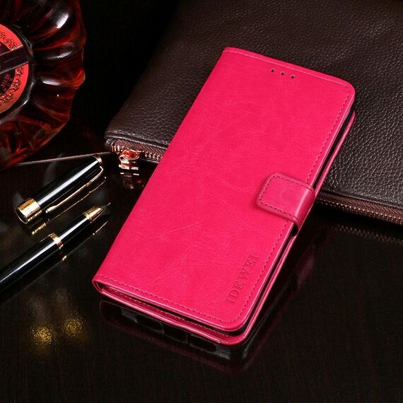 Per Alcatel 1SE 2020 idewei Crazy Horse Texture Custodia in pelle a vibrazione orizzontale con supporto, slot per schede e portafoglio (rosa rossa)