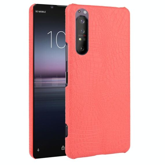 Per Sony Xperia 1 II PC antiurto con texture coccodrillo + custodia in PU (rosso)
