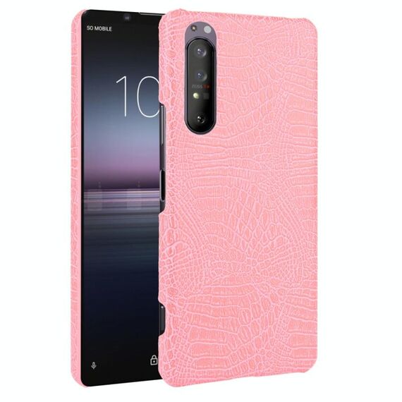 Per Sony Xperia 1 II antiurto coccodrillo texture PC + custodia in PU (rosa)