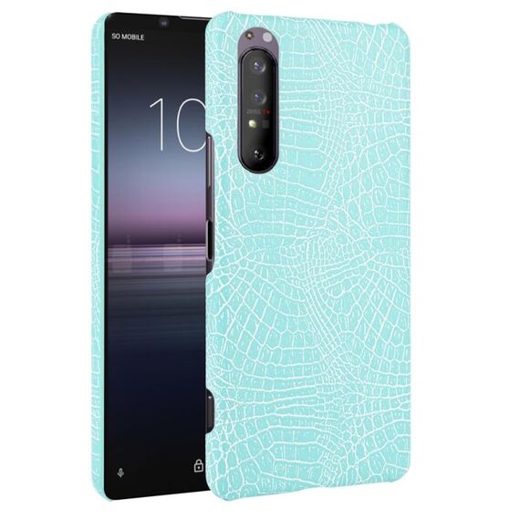 Per Sony Xperia 1 II antiurto coccodrillo texture PC + custodia in PU (verde chiaro)