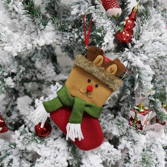 4 pezzi calzini natalizi regalo borsa albero di natale ciondolo decorazione calzini regali di natale creativi (alce)