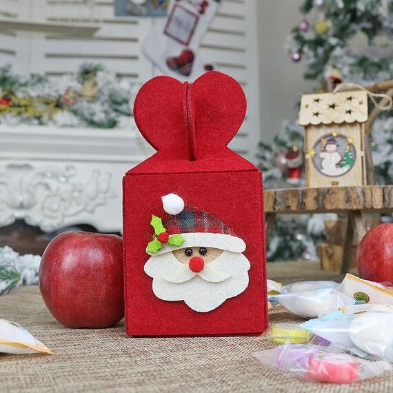 Sacchetto di imballaggio regalo Apple pieghevole da 4 pezzi Borsa creativa in tessuto non tessuto Decorazione natalizia (Senior)