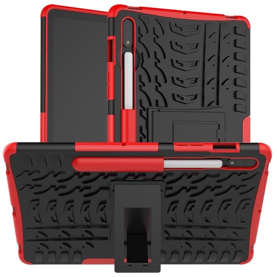 Per Samsung Galaxy Tab S8 / Galaxy Tab S7 T870 / T875 Texture pneumatici TPU antiurto TPU + custodia protettiva PC con supporto (rosso)