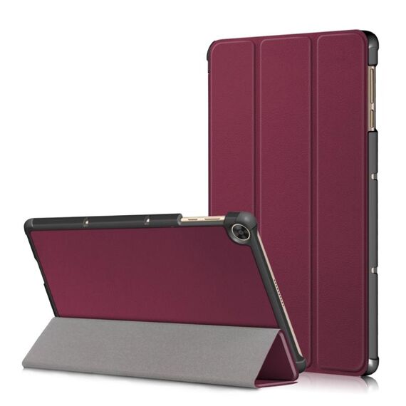 Per Huawei Enjoy Tablet 2 10.1 pollici / Honor Pad 6 Custodia in pelle a ribaltamento orizzontale tinta unita da 10,1 pollici con supporto a tre pieghe e funzione di sospensione / sveglia (rosso vino)