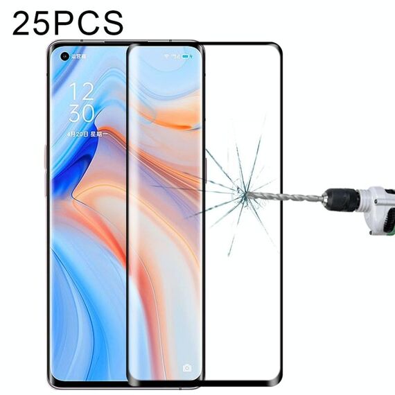 Per OPPO Reno4 Pro 25 PCS Pellicola in vetro temperato a schermo intero con bordo curvo 3D