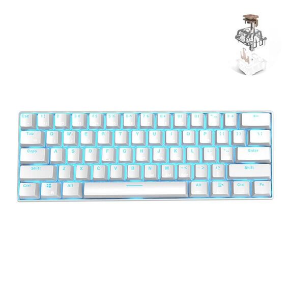 RK61 61 Keys Bluetooth / 2.4G Wireless / USB Wired Wired Three Modalità Tablet Mobile Gaming Keyboard meccanico, lunghezza del cavo: 1,5 m, Stile: Ambito da tè (bianco)