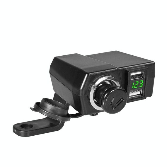 Caricabatteria da auto Dual USB per auto da moto con interfaccia accendisigari Caricabatteria da auto con display digitale multifunzione, Stile: DYUK-2 Luce verde