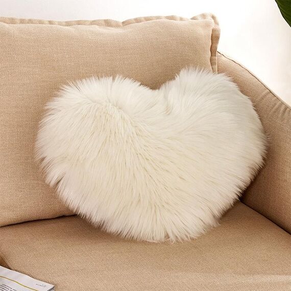 Il cuscino per la casa può essere lavato senza federa a forma di cuore, dimensioni: 40x50 cm (bianco)