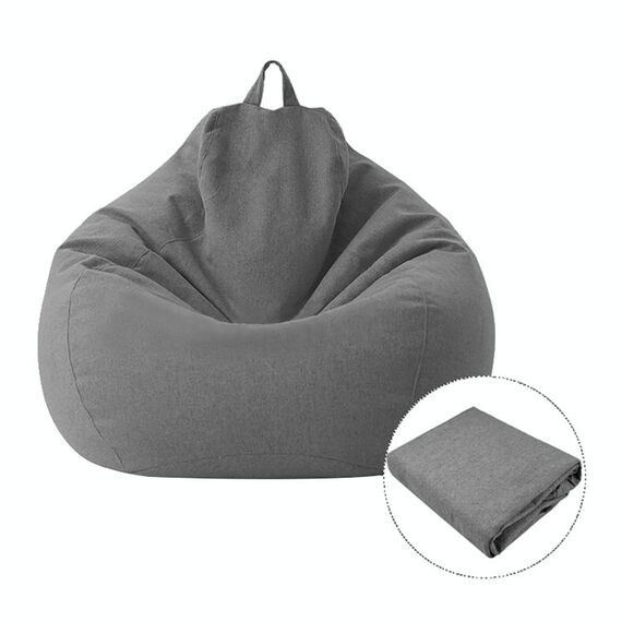 Lazy Sofa Bean Bag Chair Fodera in tessuto, dimensioni: 80x90cm (grigio scuro)
