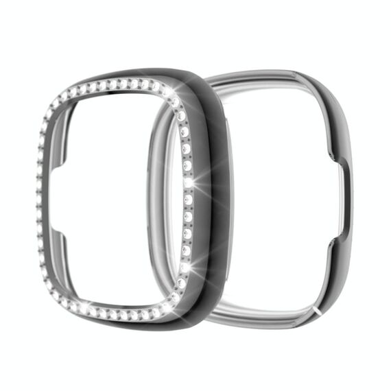 Per Fitbit Versa 3 / Versa Sense Single Row Plating Diamonds Case protettiva PC (grigio)