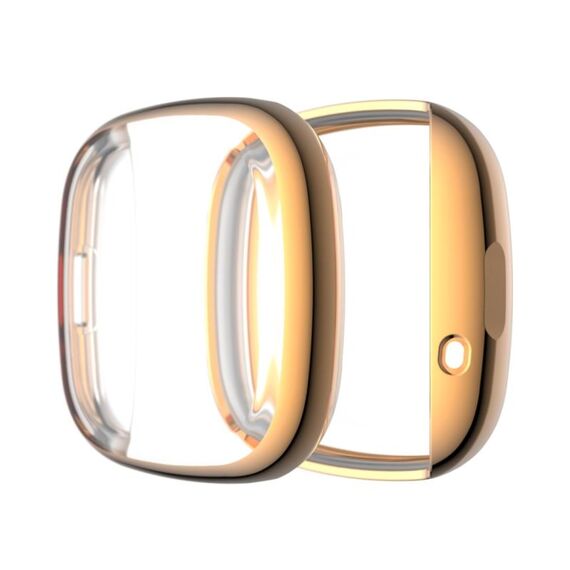 Per Fitbit Versa 3 / Versa Sentiero Placcatura Custodia protettiva in TPU con pacchetto completo (oro rosa)