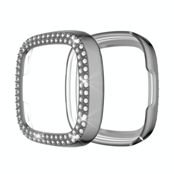 Per Fitbit Versa Versa 3 / Versa Sense Doppia Diamonds Diamonds Case protettiva PC (grigio)
