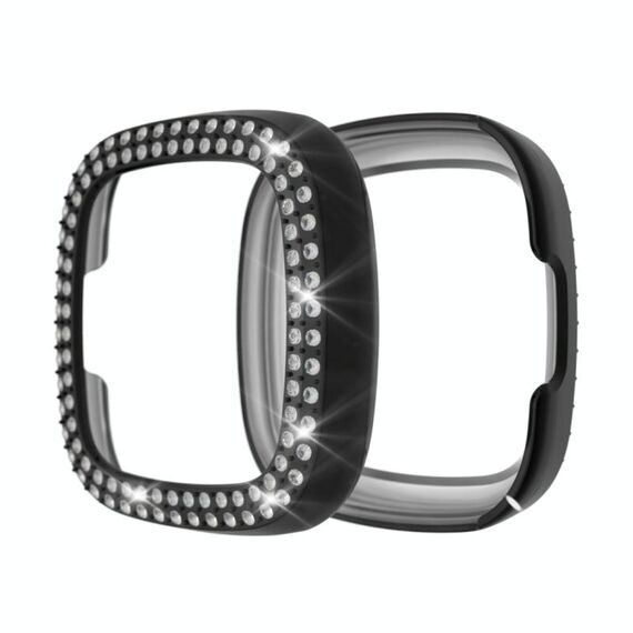 Per Fitbit Versa Versa 3 / Versa Sense Doppia Diamonds Diamonds Case protettiva PC (nero)