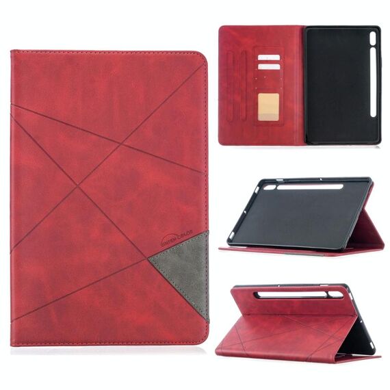 Per Samsung Galaxy Tab S8 / GALAXY TAB S7 T870 Rhombus Texture in pelle orizzontale flip magnetico in pelle con supporto e slot per schede (rosso)