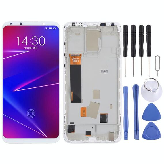 Schermo LCD TFT per Meizu 16X Digitizer Assemblaggio completo con cornice, non supporta l'identificazione delle impronte digitali (bianco)