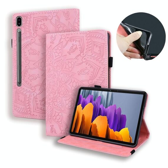 Per Samsung Galaxy Tab S8 / GALAXY TAB S7 Texture di vitello Embossed Horizontal Custodia in pelle flip con titolare e slot per schede e cornice fotografica (rosa)