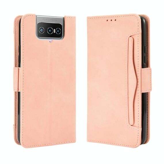Per Asus Zenfone 7 ZS670KS / Zenfone 7 Pro ZS671KS Custodia a portafoglio in pelle con motivo a pelle di vitello Sl con slot per scheda separato (rosa)