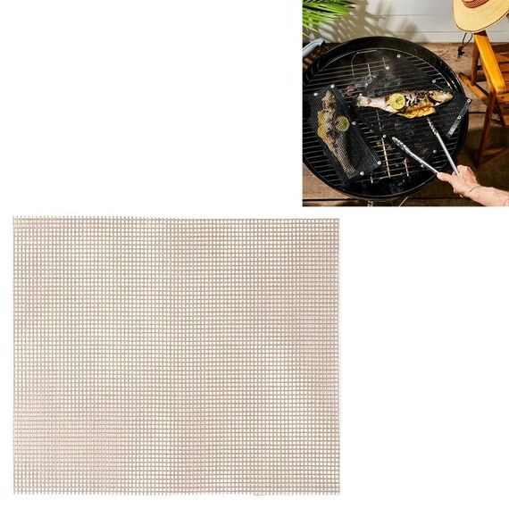 Foglio antiaderente Tappetino per barbecue in teflon Tappetino per griglia, dimensioni: 33x40 cm(Marrone)