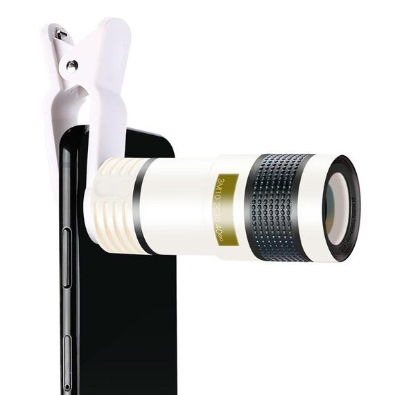 2 PCS 12X Teleobiettivo Fotocamera Zoom Obiettivo esterno del telefono cellulare (bianco)