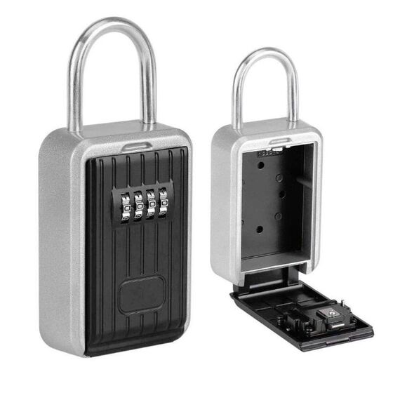 Scatola portachiavi con password Scatola metallica a parete Scatola con password Scatola portaoggetti antifurto per chiave esterna, specifica: normale (argento nero)