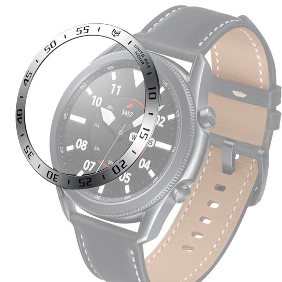 Per Samsung Galaxy Watch 3 45mm smart watch anello di cornice in acciaio, una versione (argento anello nero lettera)