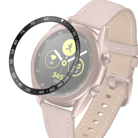 Per Samsung Galaxy Watch 3 41mm Smart Watch Anello con castone in acciaio, versione E (anello nero lettera bianca)