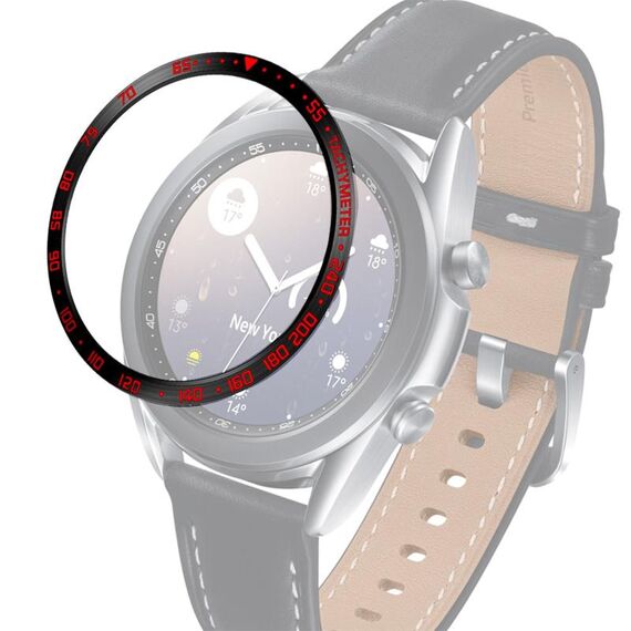 Per Samsung Galaxy Watch 3 41mm Smart Watch Anello con castone in acciaio, versione E (anello nero lettera rossa)