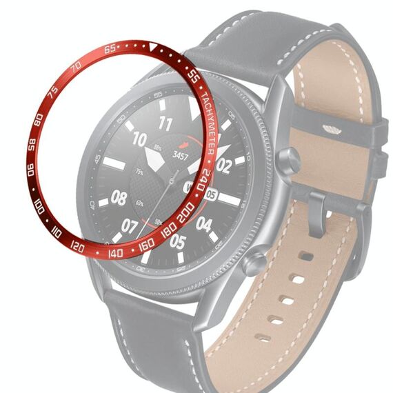 Per Samsung Galaxy Watch 3 45mm Smart Watch Anello con castone in acciaio, versione E (anello rosso lettera bianca)