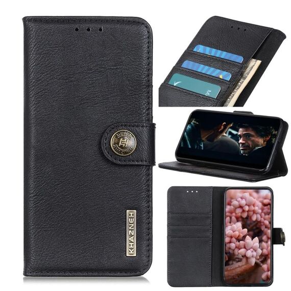 Per Alcatel 3X 2020 KHAZNEH Custodia in pelle a vibrazione orizzontale con struttura in pelle bovina con supporto, slot per schede e portafoglio (nero)