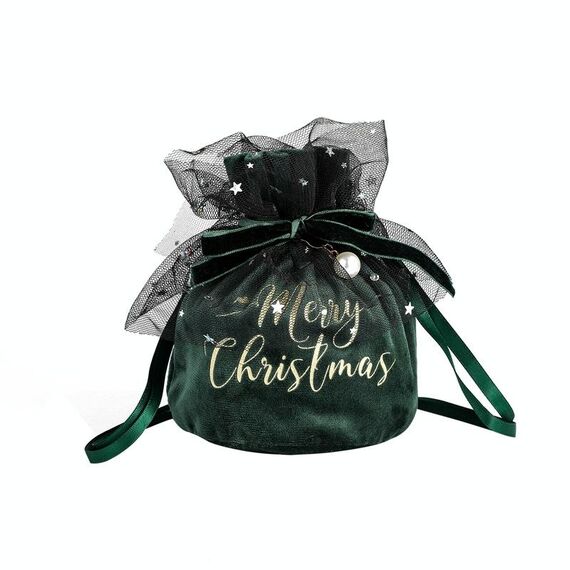 5 pezzi Sacchetto regalo di frutta della pace in velluto di Natale Forniture natalizie Sacchetto regalo di caramelle per bambini (verde)