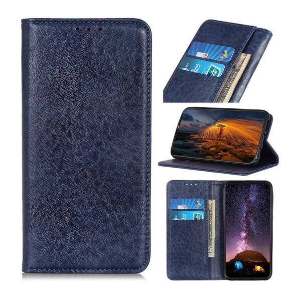 Per Alcatel 3X 2020 Custodia in pelle a vibrazione orizzontale con struttura magnetica a cavallo pazzo con supporto, slot per schede e portafoglio (blu)