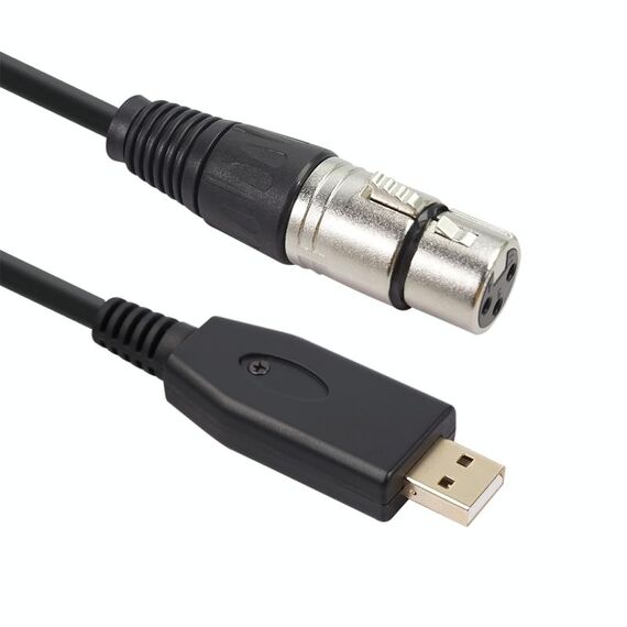 Cavo di registrazione per microfono US18 da USB a XLR femmina, lunghezza cavo: 3 m (nero)